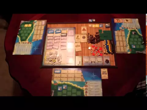 Puerto Rico board game 3 player game play example - Part 1/2