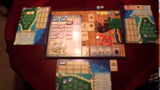 Puerto Rico board game 3 player game play example - Part 1/2