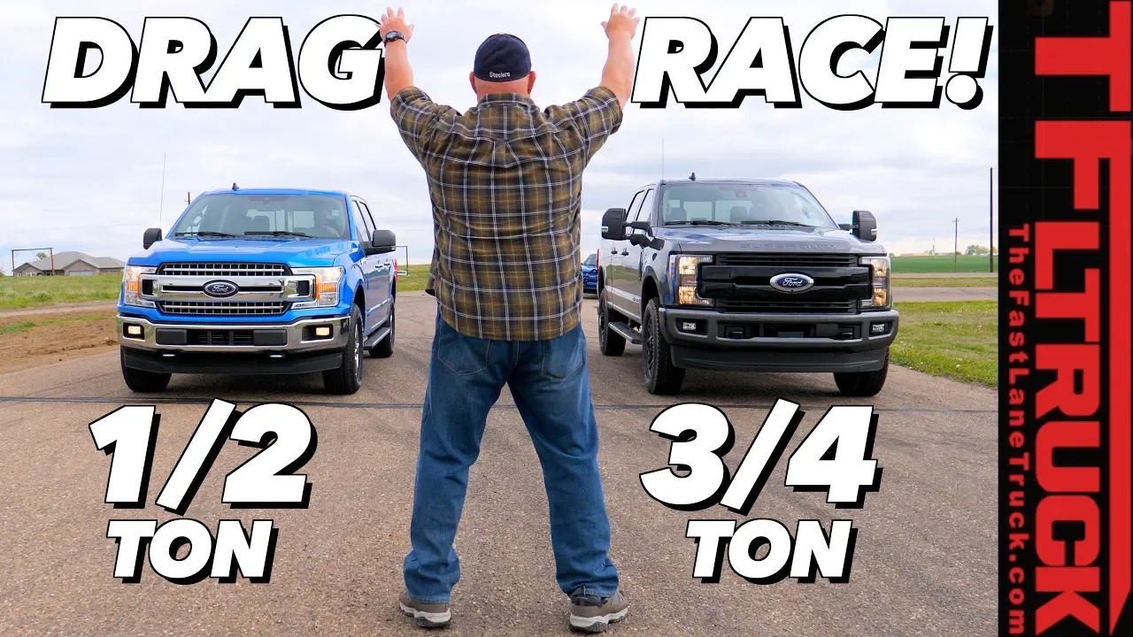 What's The Quickest Ford Truck? F-150 5.0L vs 2.7L vs F-250 Diesel Drag Race Extravaganza!