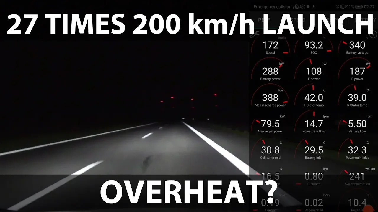 Model 3 launching to 200 km/h 27 times in a row