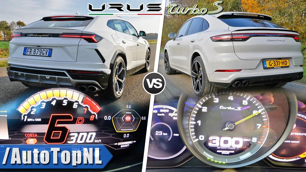 LAMBORGHINI URUS vs PORSCHE CAYENNE TURBO S | 0-300KMH 3000M DRAG RACE | SOUND & POV by AutoTopNL