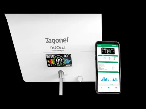 Chuveiro Elétrico Híbrido Eletrônico com Visor Digital 220V 7500w Branco Quadrado Ducali Premium Digital Zagonel