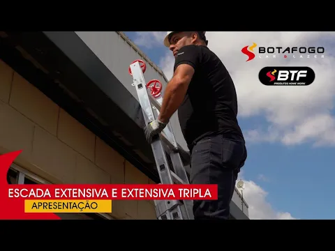 Escada Extensível 9x2 18 Degraus em Alumínio 4,44m Botafogo