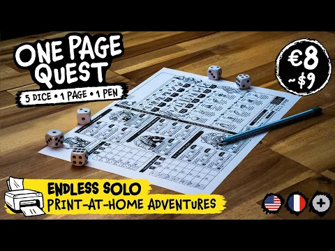 ONE PAGE QUEST | Official Trailer – Endless Solo Print & Play Adventures