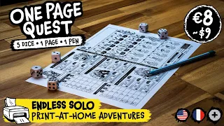 ONE PAGE QUEST | Official Trailer – Endless Solo Print & Play Adventures
