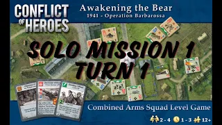 Academy Games Conflict of Heroes, Solo Expansion. Mission #1 Search and Destroy Turn 1