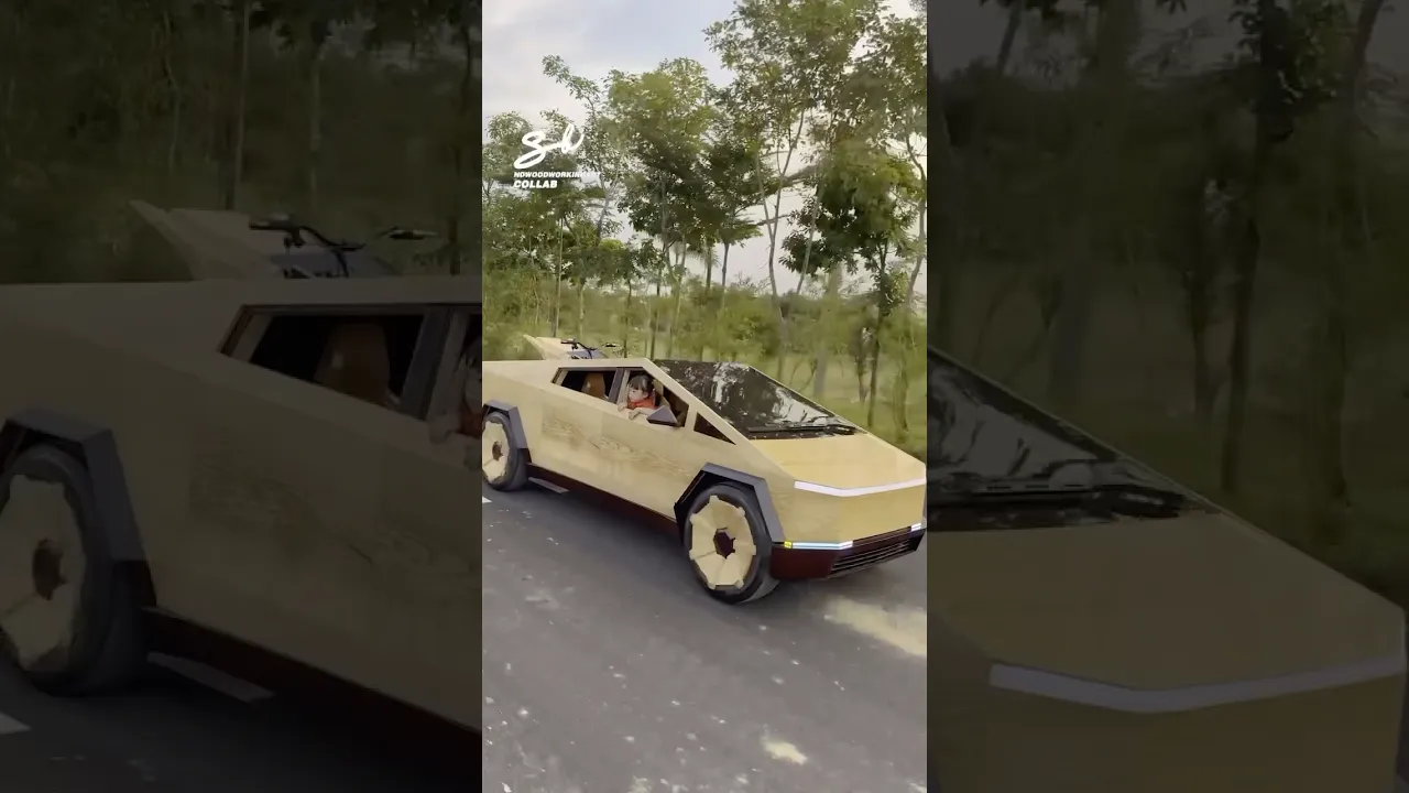 Even the seats are made out of wood! 🤯 #cybertruck #tesla #supercars