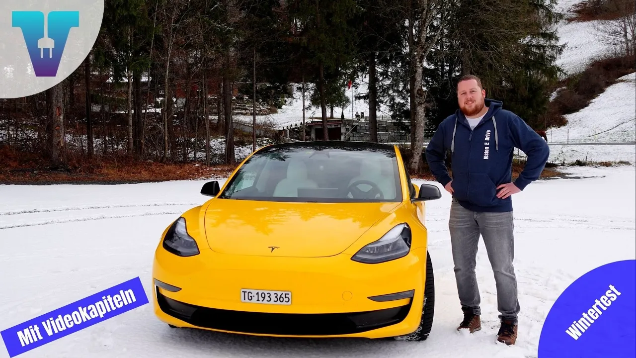 Tesla Model 3 im Schneetest - Anfahren, Verbrauch, Bergabfahren [Deutsch 4K] | Vision E Drive #137