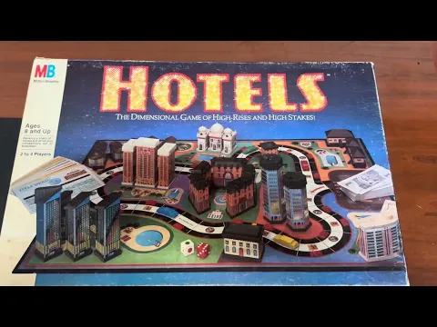 Milton Bradley 1987 hotels board game, the dimensional game of high rise and high stakes!