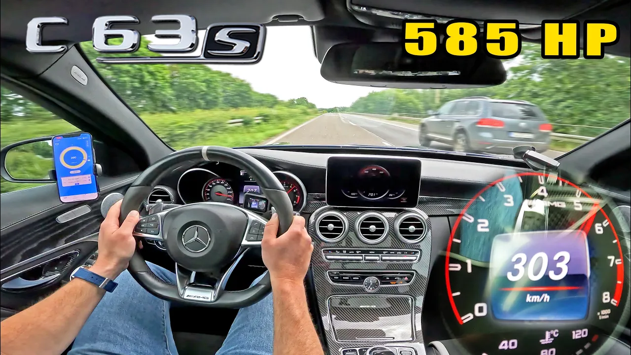 585HP Mercedes AMG C63 S STAGE 1 // 303KMH on AUTOBAHN