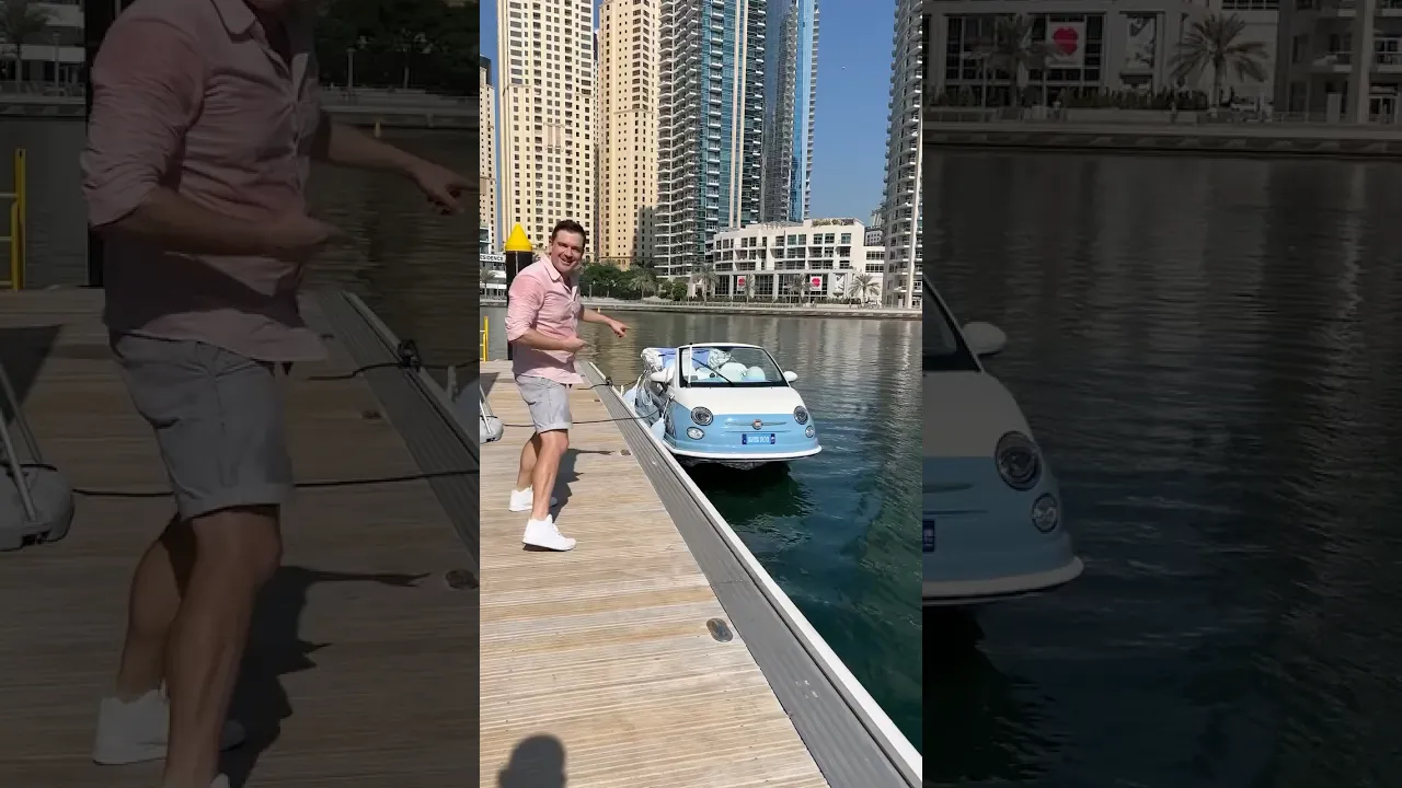 A Fiat 500 that drives... on water! 😨 #fiat #cars #boats