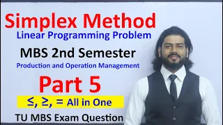 Simplex Method Part 5 Linear Programming Problem MBS 2nd Sem. Production and Operation Management Simplex Method Part 5 Linear Programming Problem MBS 2nd Sem. Production and Operation Management
