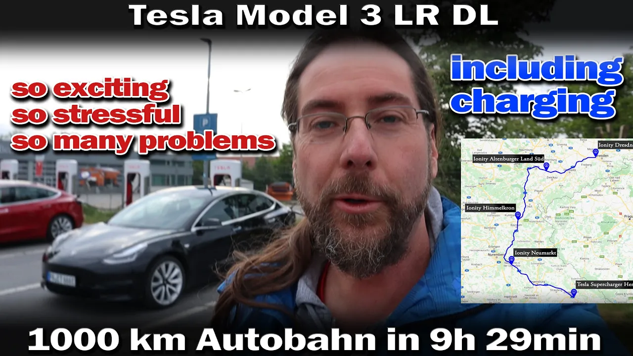 Tesla Model 3 LR DL, 1000km Autobahn in 9h 29min