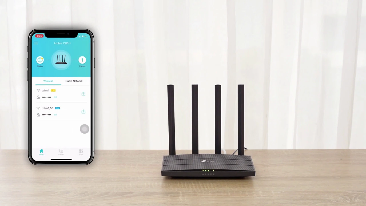 Двухдиапазонный беспроводной маршрутизатор (роутер) TP-Link ARCHER C80 (AC1900, 1хGE WAN, 4хGE LAN, MU-MIMO, Beamforming, Airtime Fairness, 4 антенны) Black