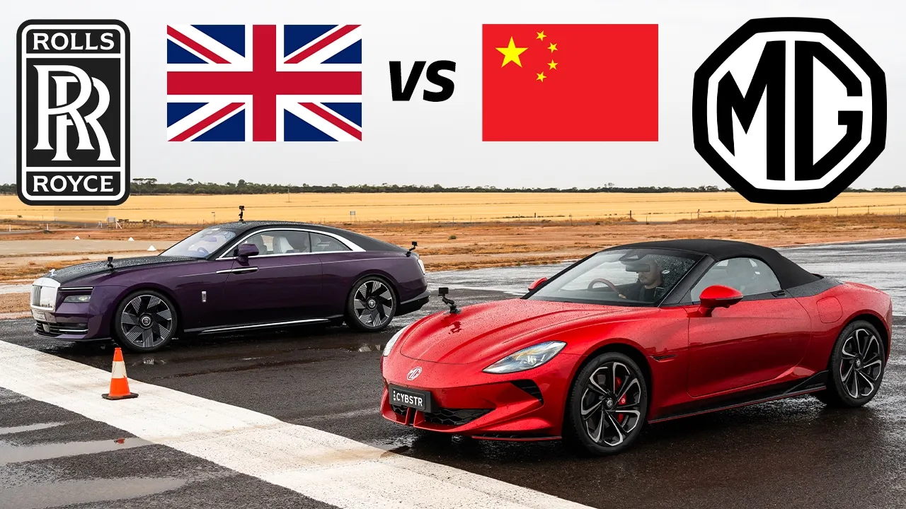 MG vs Rolls-Royce: $1.5m vs $110k: MG Cyberster vs Rolls-Royce Spectre drag race