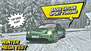 Porsche Taycan Sport Turismo Winterreichweite - Ladezeit 6-96%  Navi des Elektroauto. #porsche