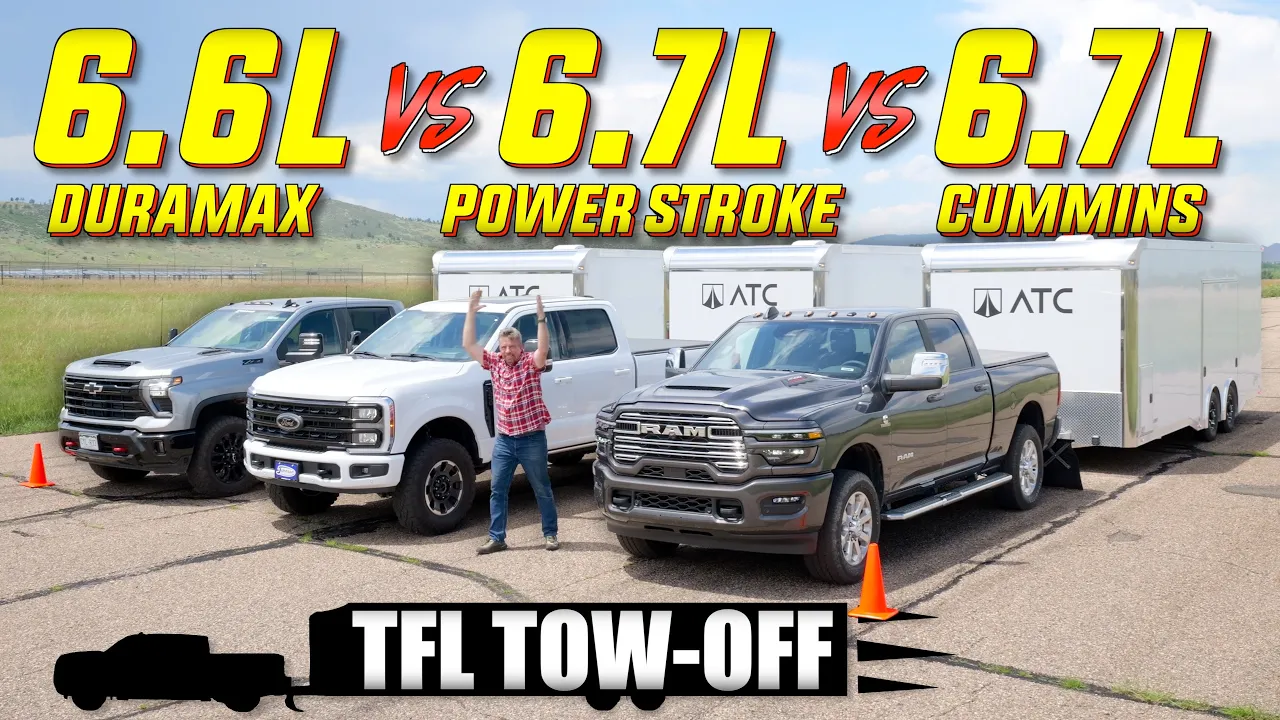 Mega Diesel TOWING Drag Race: Chevy vs Ford vs Ram - Which Is the FASTEST HD Truck? TFL Tow-Off