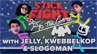 STICK FIGHT Battle Royale w/ Jelly, Kwebbelkop & Slogoman | Gaming With Marshmello