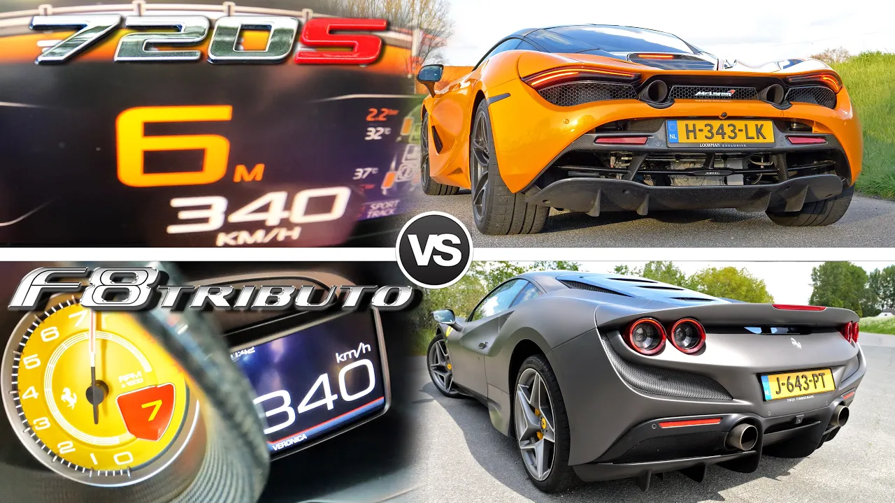 McLaren 720S vs Ferrari F8 Tributo | 0-340KMH / 0-210MPH on AUTOBAHN