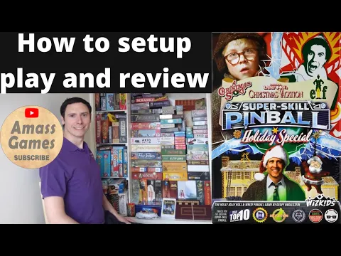 Super-Skill Pinball: Holiday Special how to setup play and review roll and write AmassGames #dice