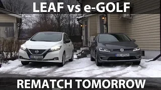 Rematch between Leaf and e-Golf live tomorrow