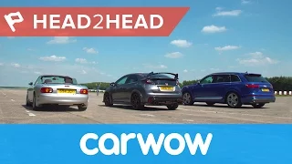 Audi SQ7 2017 SUV vs Honda Civic Type R vs tuned Mazda MX-5 drag race & review| Head2Head