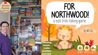 For Northwood! Solo trick taking board card game unboxing teaser trailer preview overview AmassGames