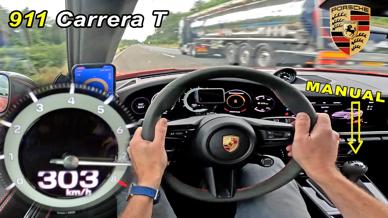 Porsche 992 Carrera T with a MANUAL on the UNLIMITED Autobahn!