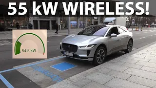 Jaguar I-Pace with Momentum Dynamics inductive charging retrofit