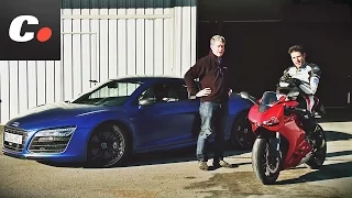 Audi R8 V10 Plus vs Ducati 899 Panigale en circuito - Prueba coches.net / Test / Review en español