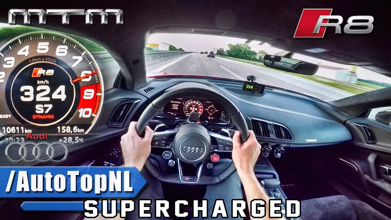 802HP Audi R8 V10 Plus SUPERCHARGED 324km/h AUTOBAHN POV by AutoTopNL