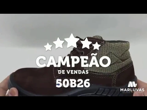 Bota de Segurança com Cadarço Nº38 com Bico de Proteção Polipropileno Marrom Marluvas