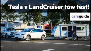 Tesla Model X electric car vs Toyota Land Cruiser 200 Series V8 diesel: Towing comparison test!