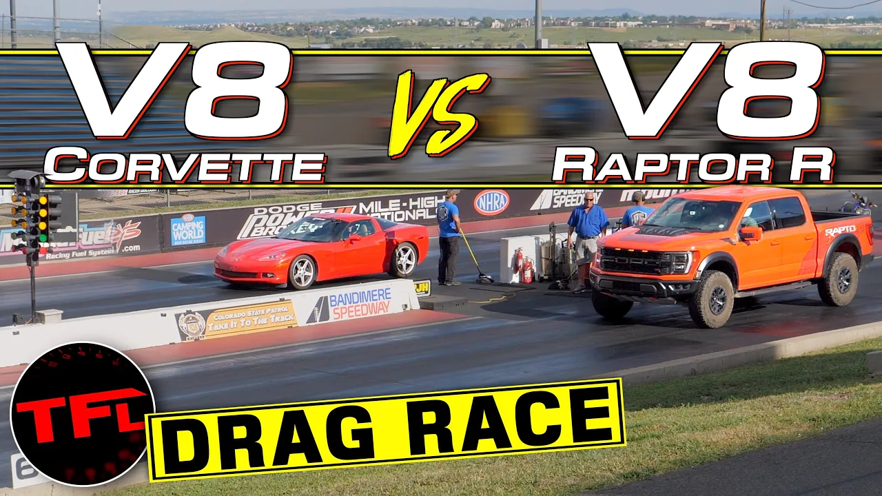 Just INSANE: The New Ford F-150 Raptor R Drag Races Two Fast American V8s & Amazes The Crowd!