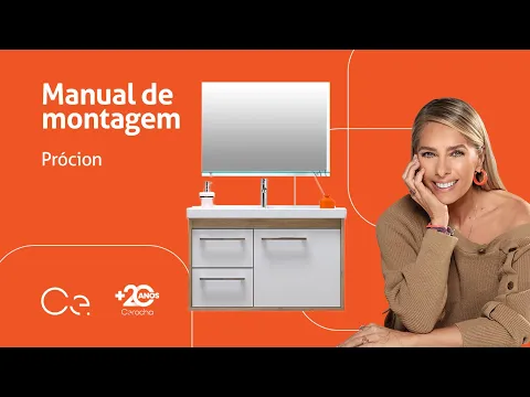 Kit Gabinete para banheiro com Cuba e Espelho 41x63x31,5cm Berlin e Branco Procion Cerocha