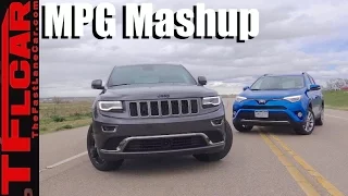 Hybrid vs Diesel: 2016 Jeep Grand Cherokee vs Toyota RAV4 Hybrid 0-60 MPH & MPG Mashup Review