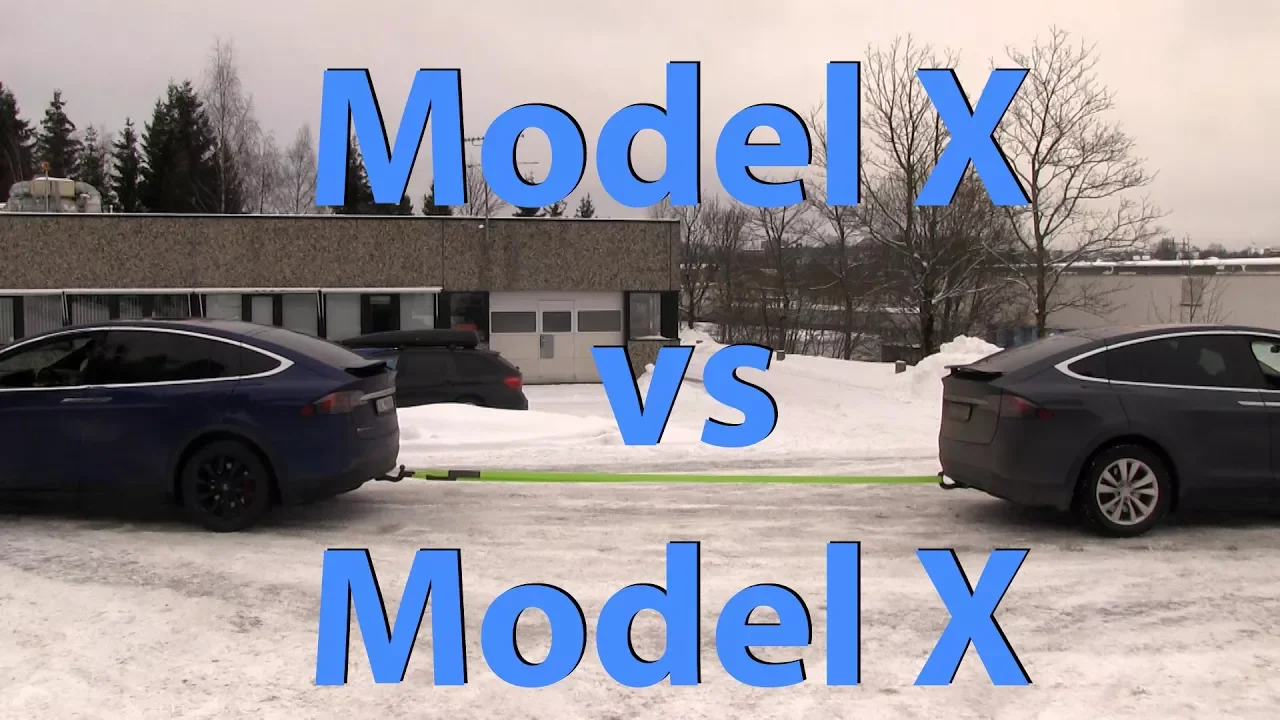 Tesla Model X P90DL vs 90D tug of war