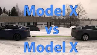 Tesla Model X P90DL vs 90D tug of war