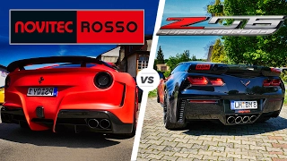 Ferrari F12 vs Corvette Z06 ACCELERATION SOUND & POV Autobahn by AutoTopNL