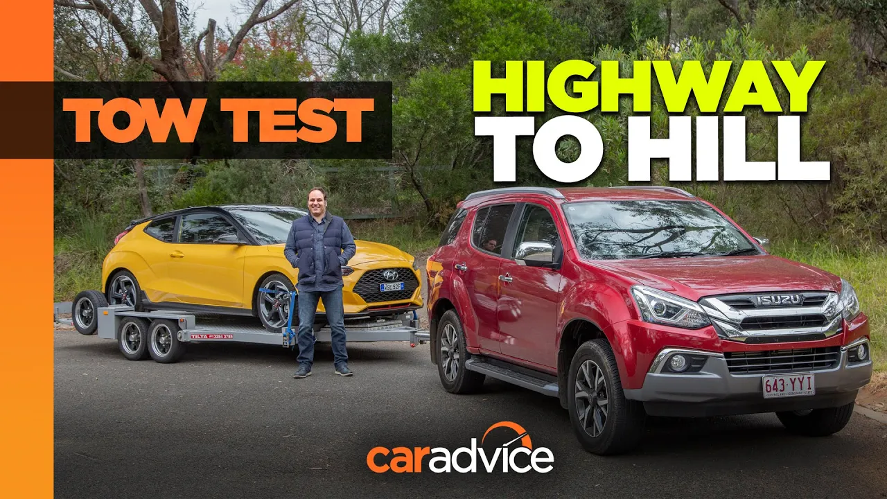 2020 Isuzu MU-X Review | Towing Test - heavy load, up hill | CarAdvice