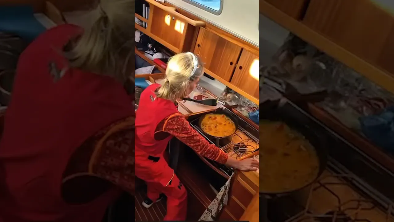 Cooking On A Sail Boat! 🥘 #sailing #boats #cooking