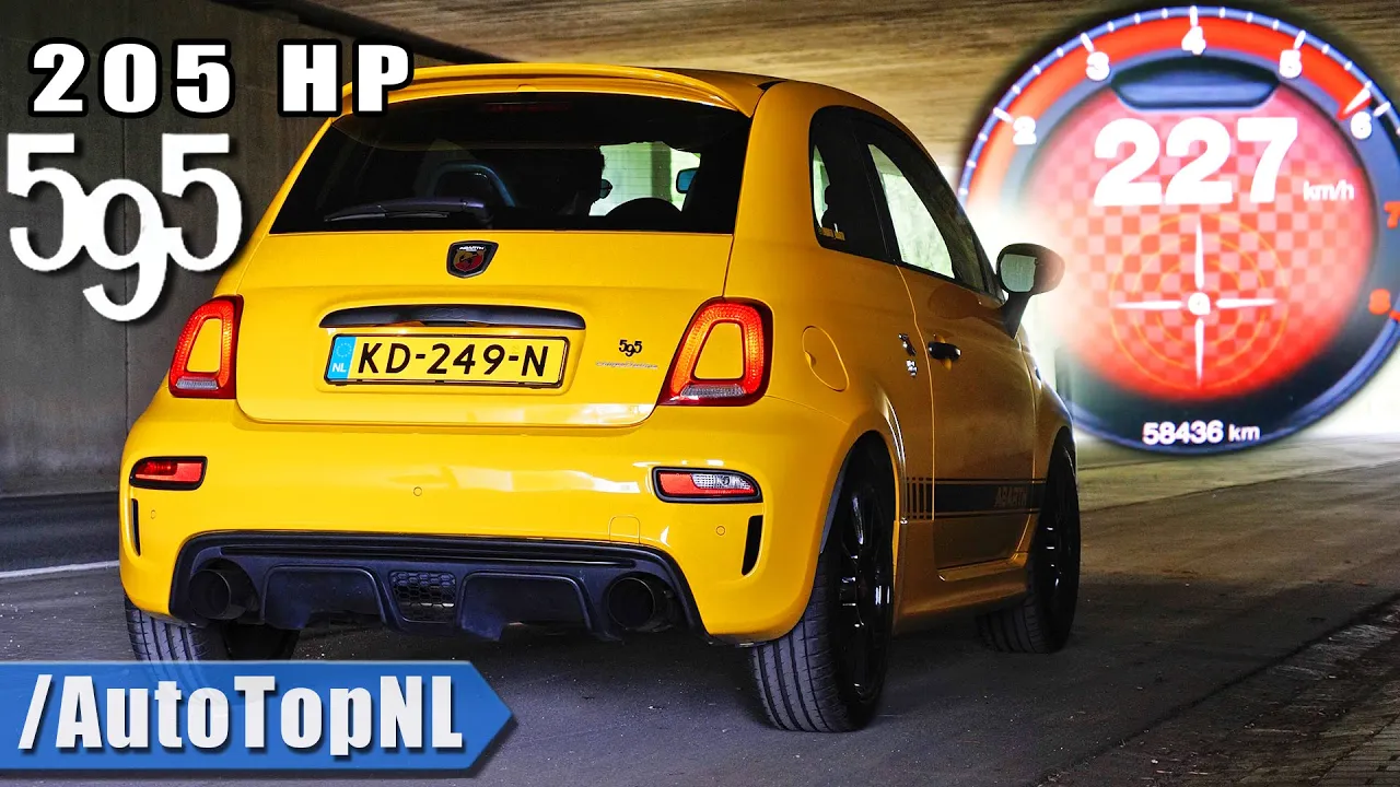 205HP Abarth 595 0-231 & *STRAIGHT PIPE* Tunnel SOUND by AutoTopNL