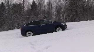 Tesla Model X deep snow test
