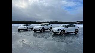 Polestar 2, 3 og 4 på Arctic Circle isbane, Jokkmokk februar 2025