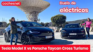 Tesla Model X vs Porsche Taycan Cross Turismo 2023 | Comparativa / Review en español | coches.net