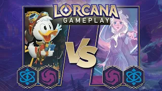Disney Lorcana Trading Card Game Gameplay - Amythest/Sapphire vs Amythest/Sapphire