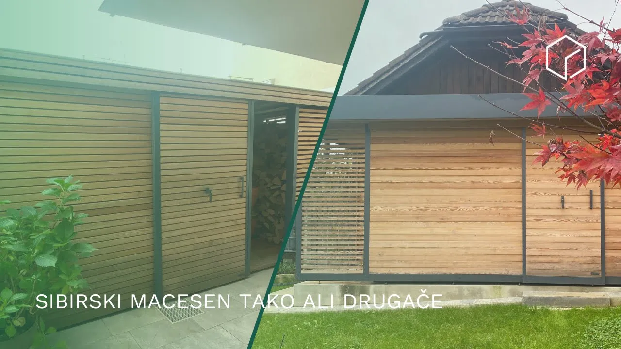 Lesena vrtna hiška, ki se zlije z naravo in pogledi