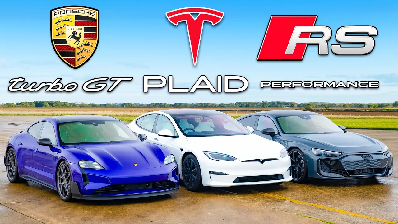 Porsche Taycan Turbo GT v Tesla v Audi RS GT: DRAG RACE