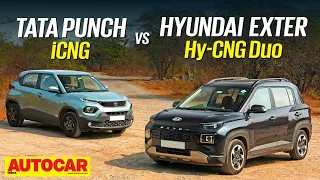 Tata Punch vs Hyundai Exter - Which is the better CNG? | Economy tested | Comparison | Autocar India