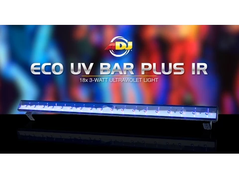 Product video thumbnail for ADJ American DJ Eco UV Bar Plus IR LED Black Light with Remote
